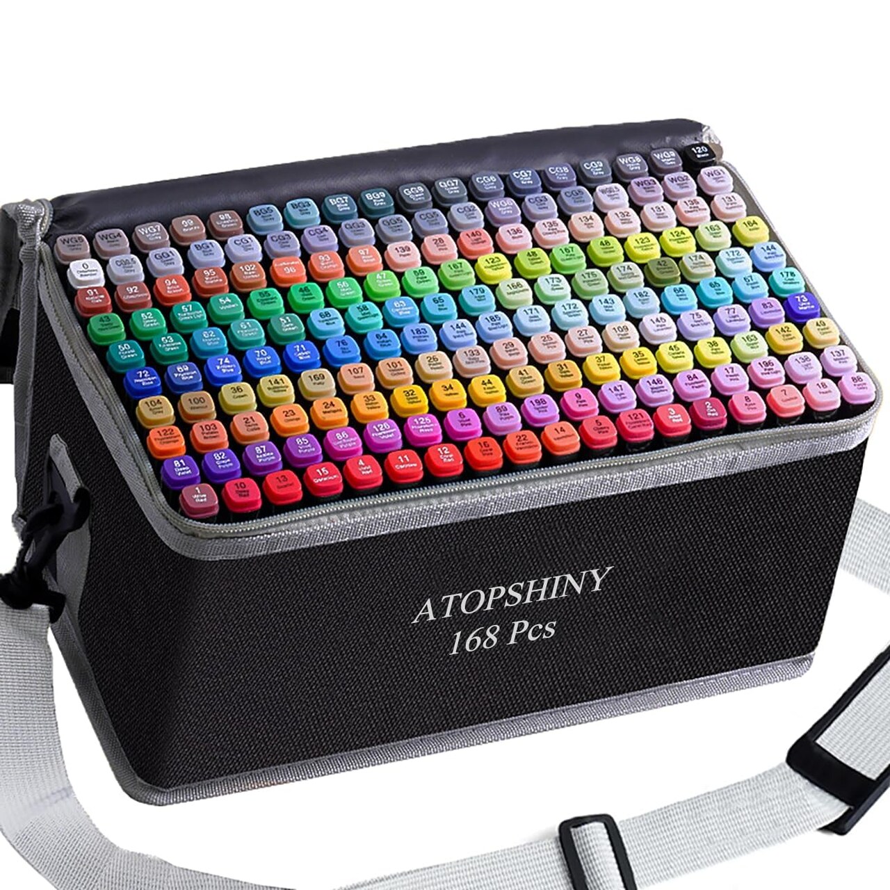 Alcohol Markers 168 Colors Drawing Pens Set Dual Tip Permanent Art Markers for Kids and Adult Gifts-168 Black Shell Refillable